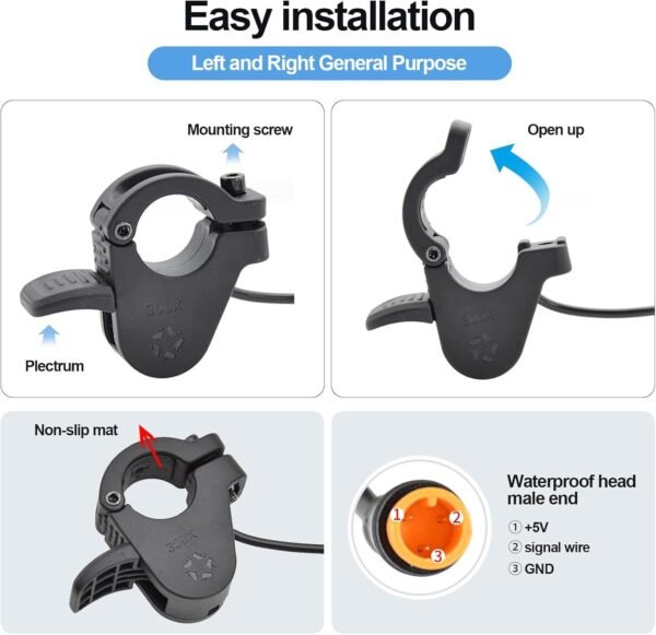 Electric Throttle 300X Thumb Throttle for 7/8Inch 22Mm Handlebars 12V-72V