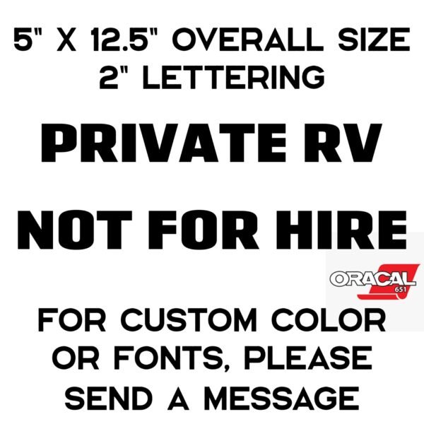 2x Private RV Not For Hire Sticker – DOT Compliant Vinyl Decal, Weatherproof