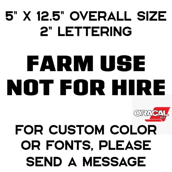 2x Farm Use Not For Hire Decal – DOT Compliant Vinyl Sticker, Waterproof