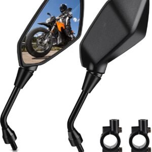 MICTUNING Universal Hawk-eye Motorcycle Convex Rear View Mirror - with 10mm Bolt
