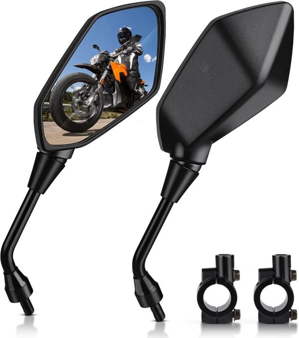MICTUNING Universal Hawk-eye Motorcycle Convex Rear View Mirror - with 10mm Bolt