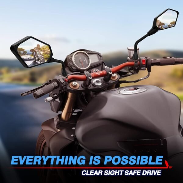 MICTUNING Universal Hawk-eye Motorcycle Convex Rear View Mirror - with 10mm Bolt - Image 5