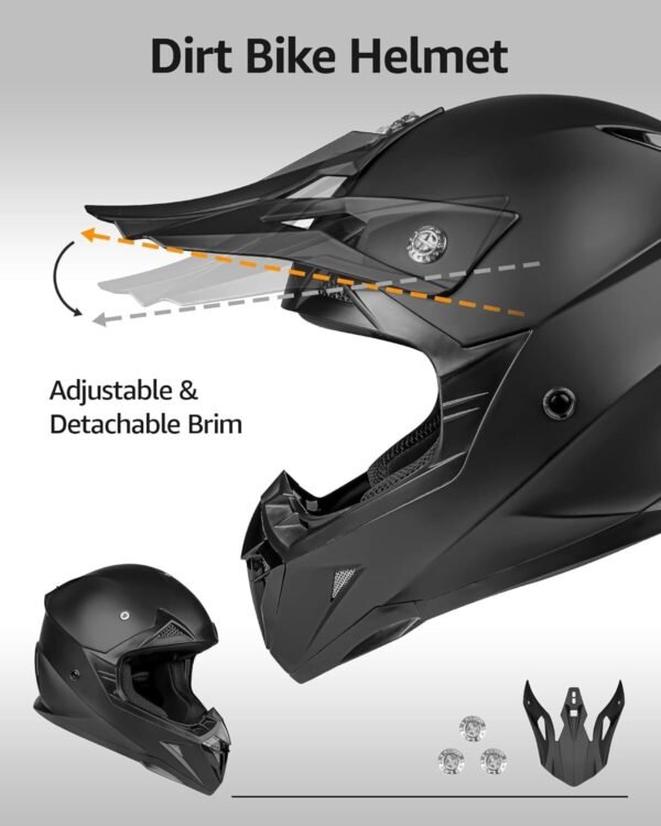 YEMA HELMET YM-915 SZ Med Matte Black FULL Face Adult Motorcycle Dirt Bike XL - Image 6