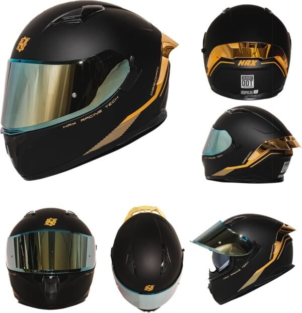 HAX ObsidianDual Visor  Adult Motorcycle Helmet for Motorbike - LARGE - DAMAGED - Image 3