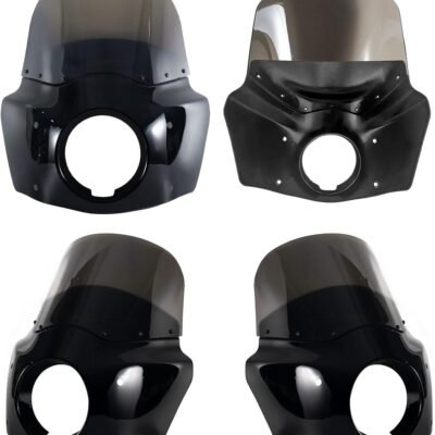 FATECIM Motorcycle 5.75″ Headlight Fairing with 11″ Smoke Windshield Windscreen