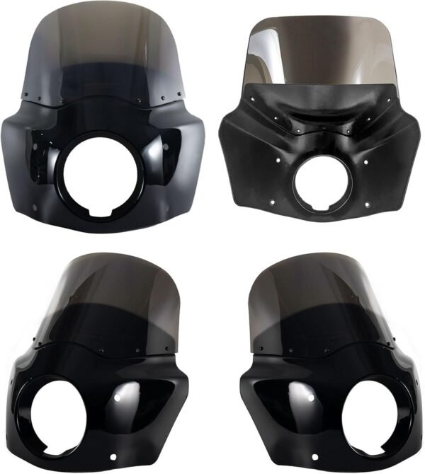 FATECIM Motorcycle 5.75" Headlight Fairing with 11" Smoke Windshield Windscreen - Image 2