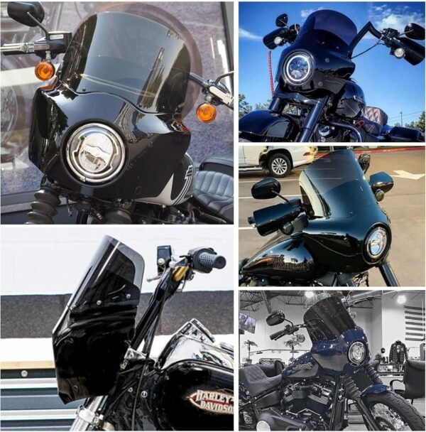 FATECIM Motorcycle 5.75" Headlight Fairing with 11" Smoke Windshield Windscreen - Image 7