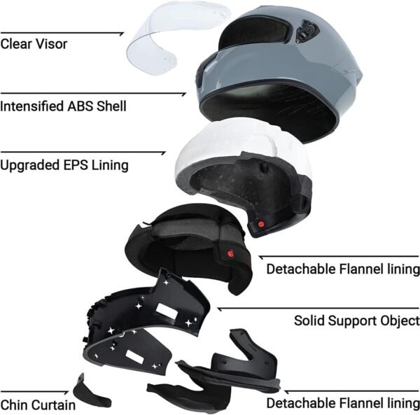 Favoto Full Face Motorcycle Helmet DOT Approved, Cascos para Motos Snowmobile Di - Image 2