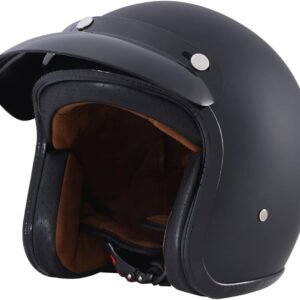 Harssidanzar Retro Motorcycle Helmet 3/4 Open Face Helmet Vintage Style for Men