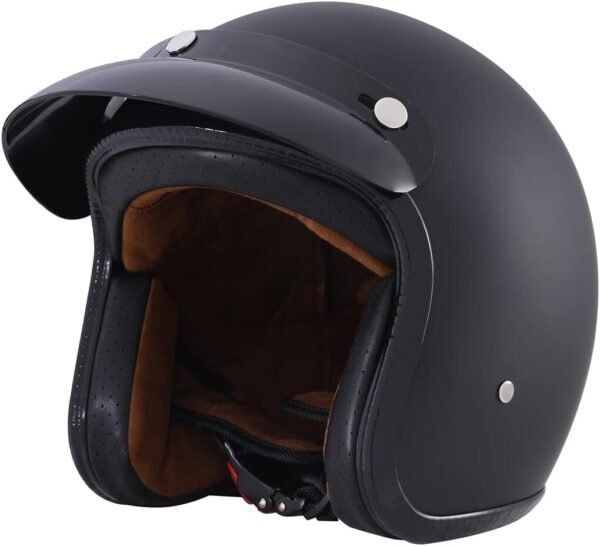 Harssidanzar Retro Motorcycle Helmet 3/4 Open Face Helmet Vintage Style for Men