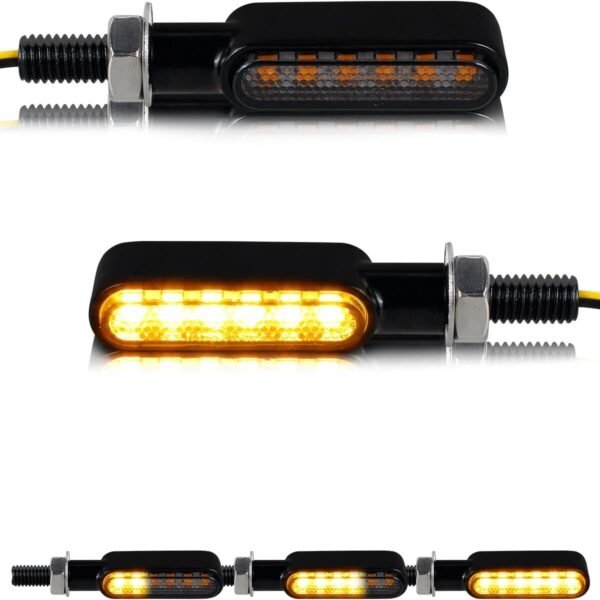 Smoked LED Sequential Turn Signals Front Rear Universal for Harley Honda Yamaha