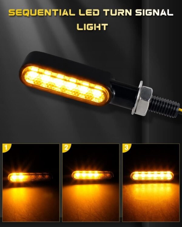Smoked LED Sequential Turn Signals Front Rear Universal for Harley Honda Yamaha - Image 3