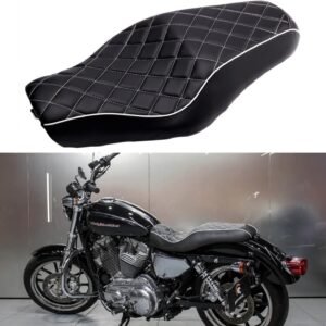 Two Up Driver Passenger Seat Black For Harley Sportster 883 1200 XL1200T Iron 48