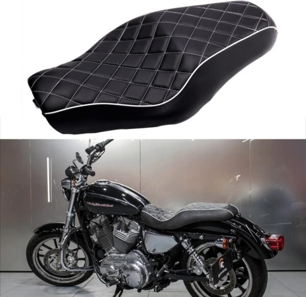 Two Up Driver Passenger Seat Black For Harley Sportster 883 1200 XL1200T Iron 48