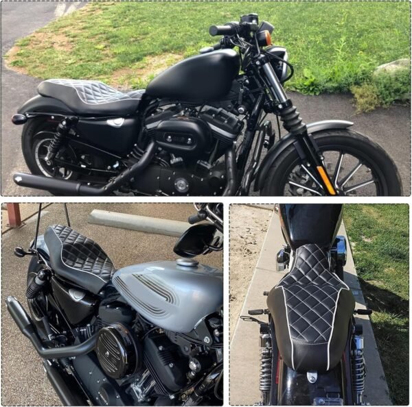 Two Up Driver Passenger Seat Black For Harley Sportster 883 1200 XL1200T Iron 48 - Image 4