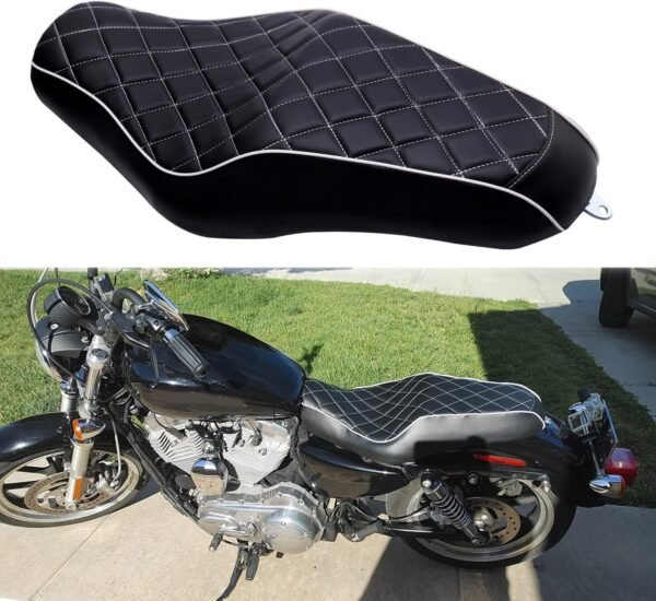 Two Up Driver Passenger Seat Black For Harley Sportster 883 1200 XL1200T Iron 48 - Image 5