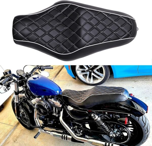 Two Up Driver Passenger Seat Black For Harley Sportster 883 1200 XL1200T Iron 48 - Image 7
